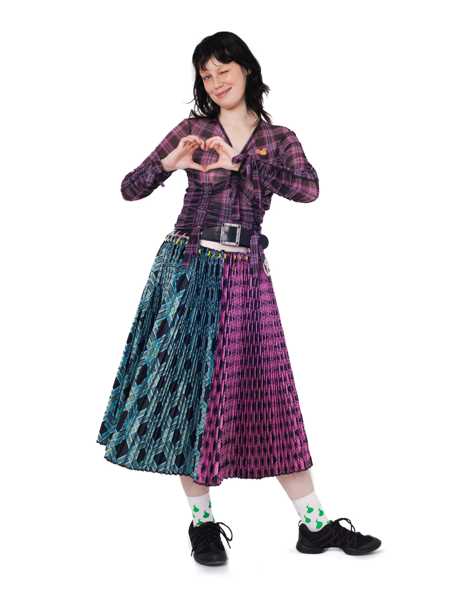 Black Belt Argyle Midi Skirt - Image 2
