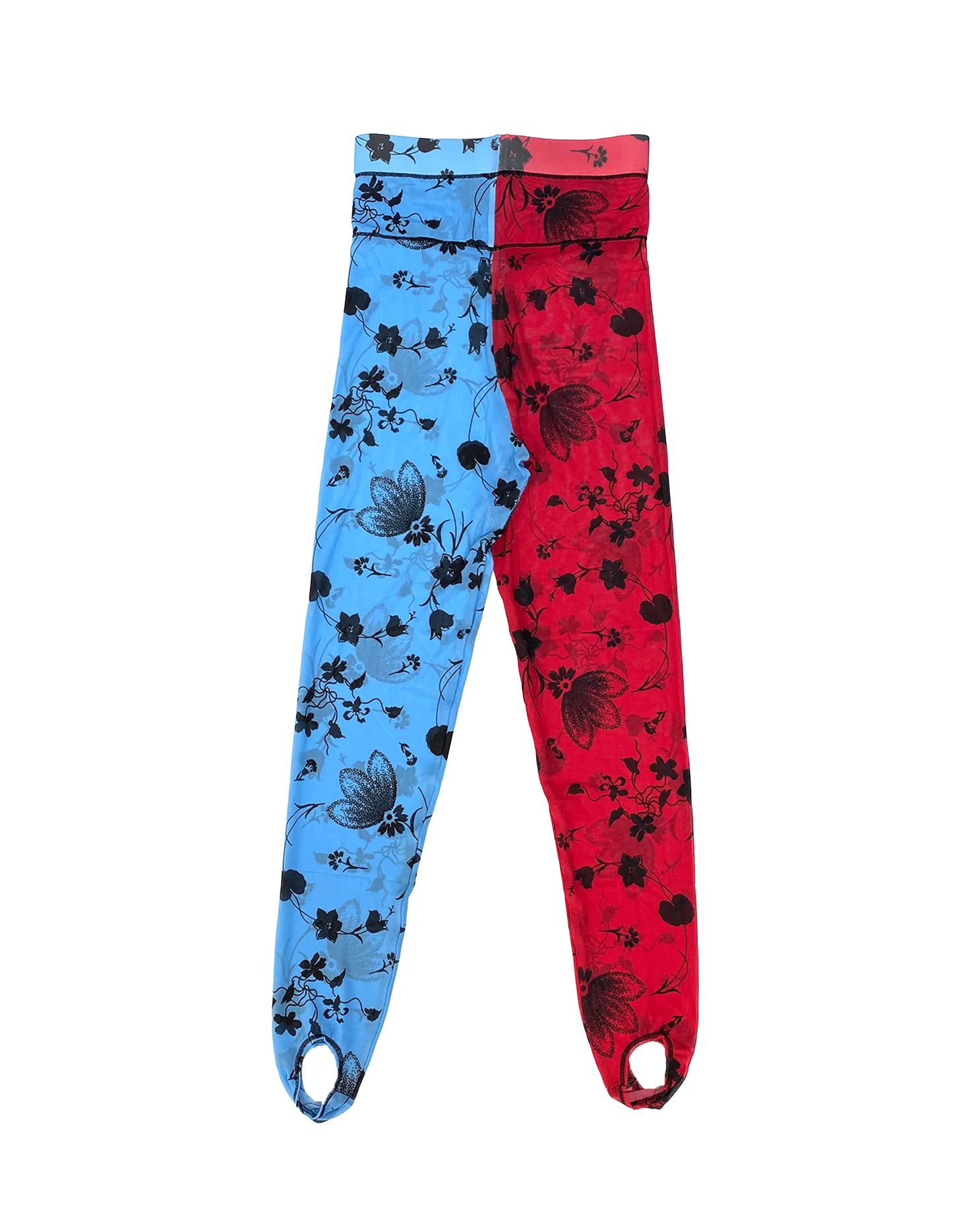 Blue and Red Floral Mesh Leggings - Image 5