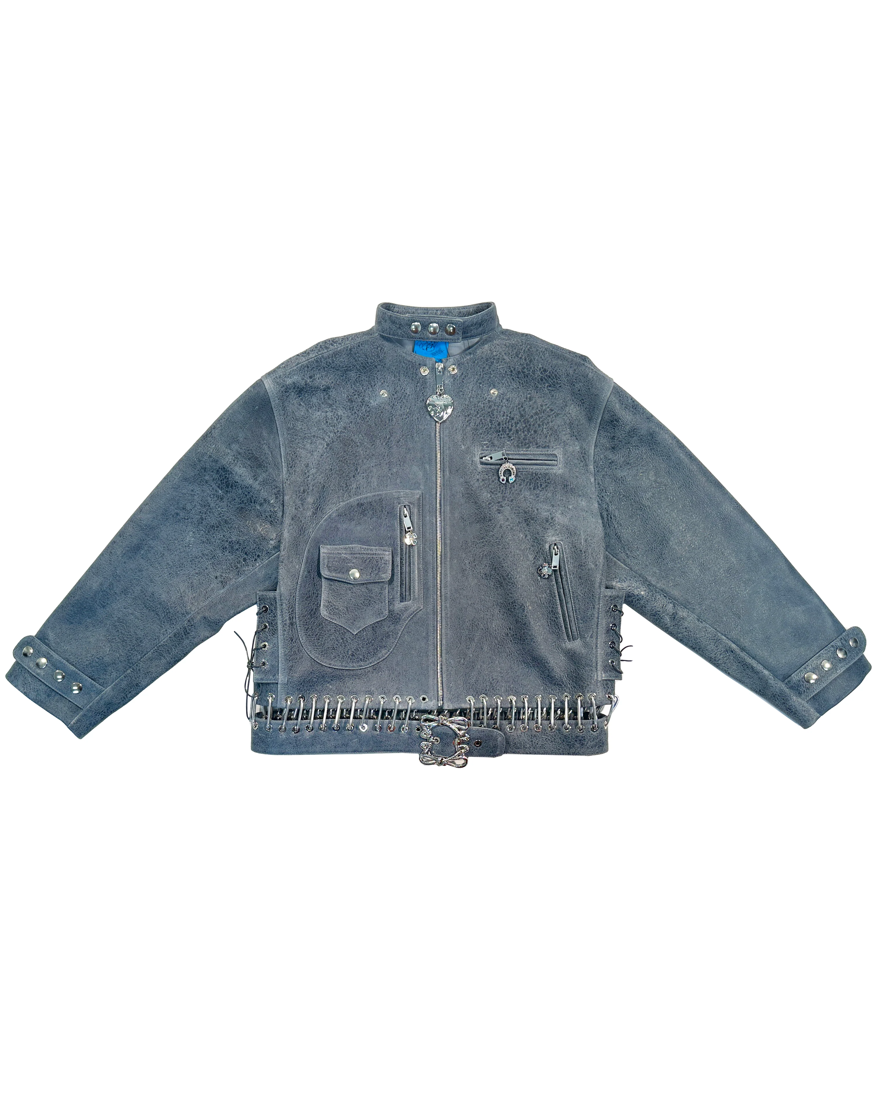 Blue Leather Jacket - Image 4