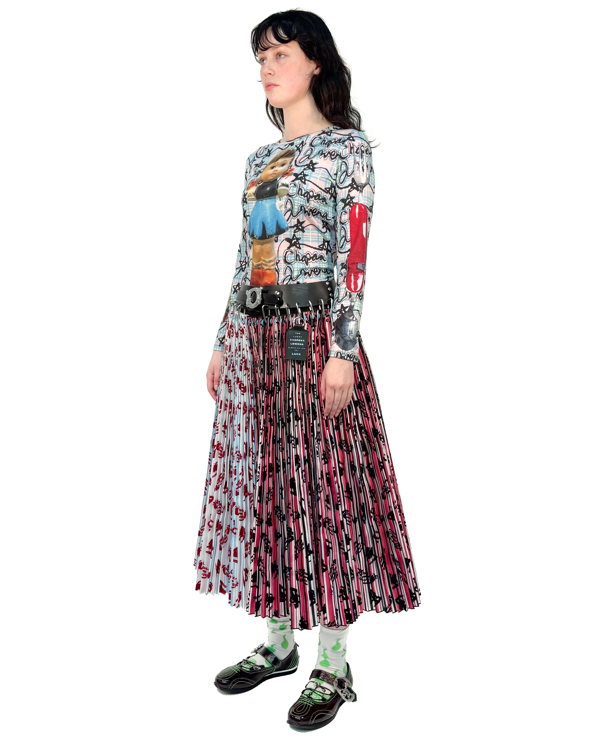 Doodle Collage Fitted Jersey Top - Image 2