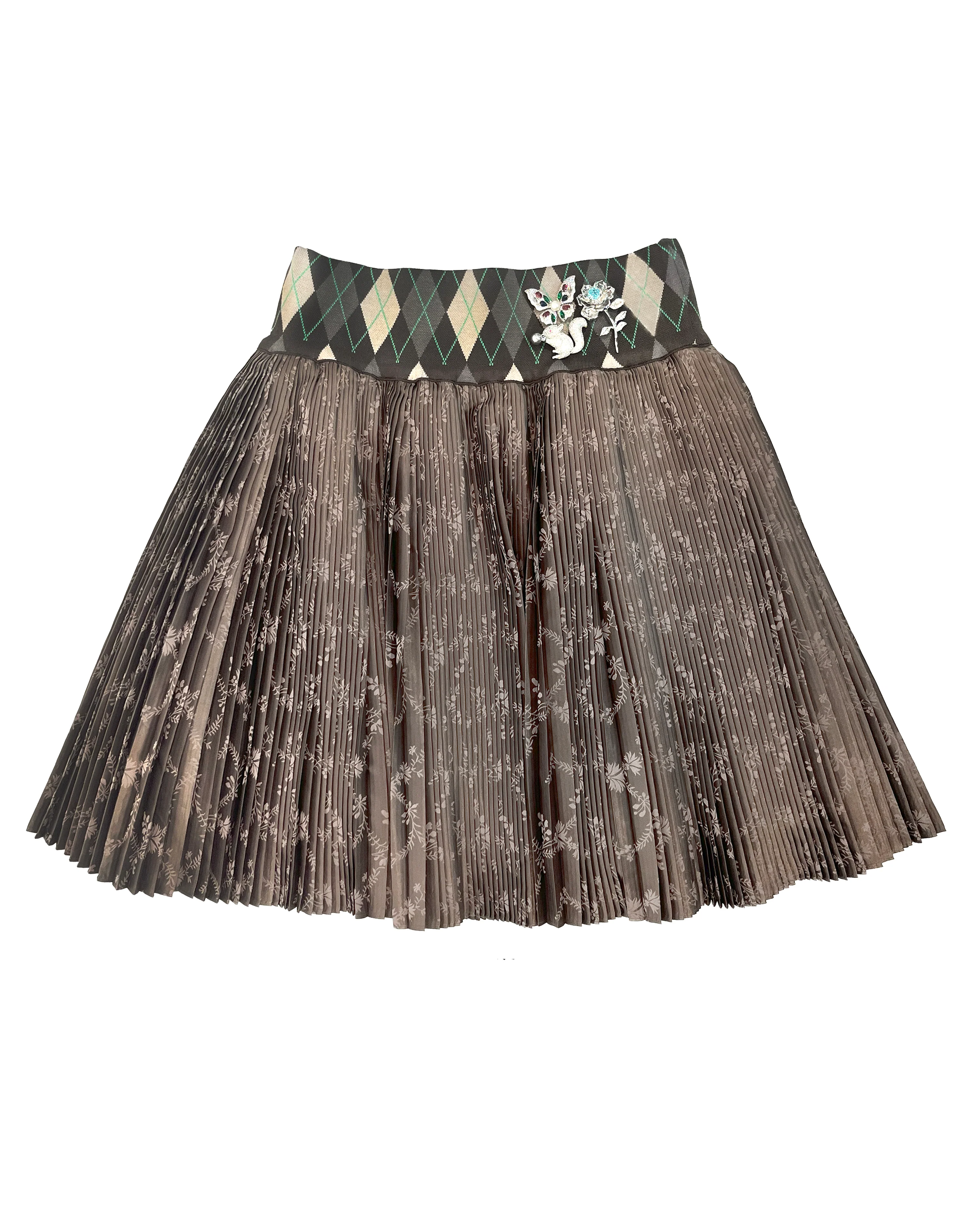 Crescent Brown Pleated Knee Skirt - Image 2