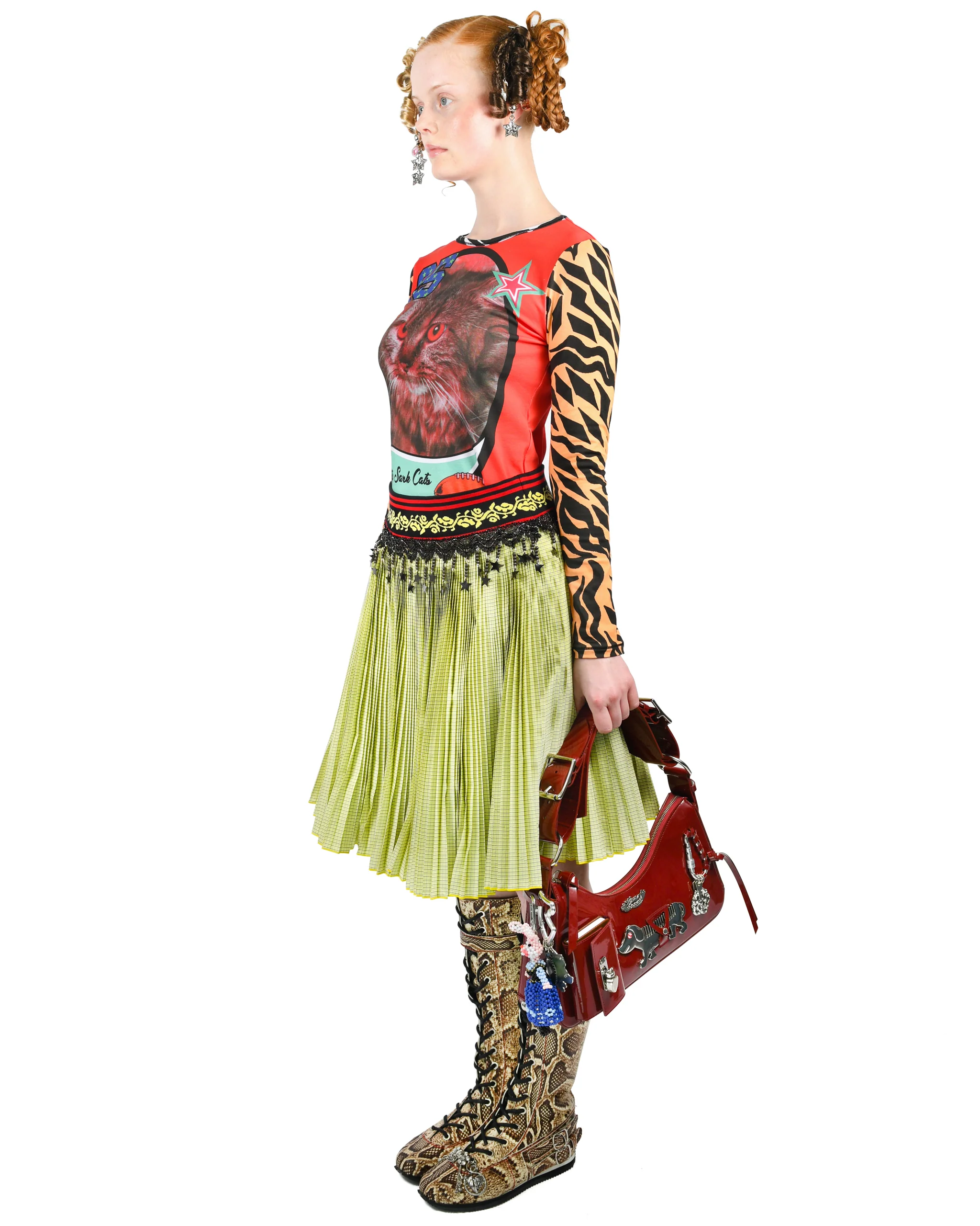 Stacey Yellow Knitted Pleated Knee Skirt - Image 2