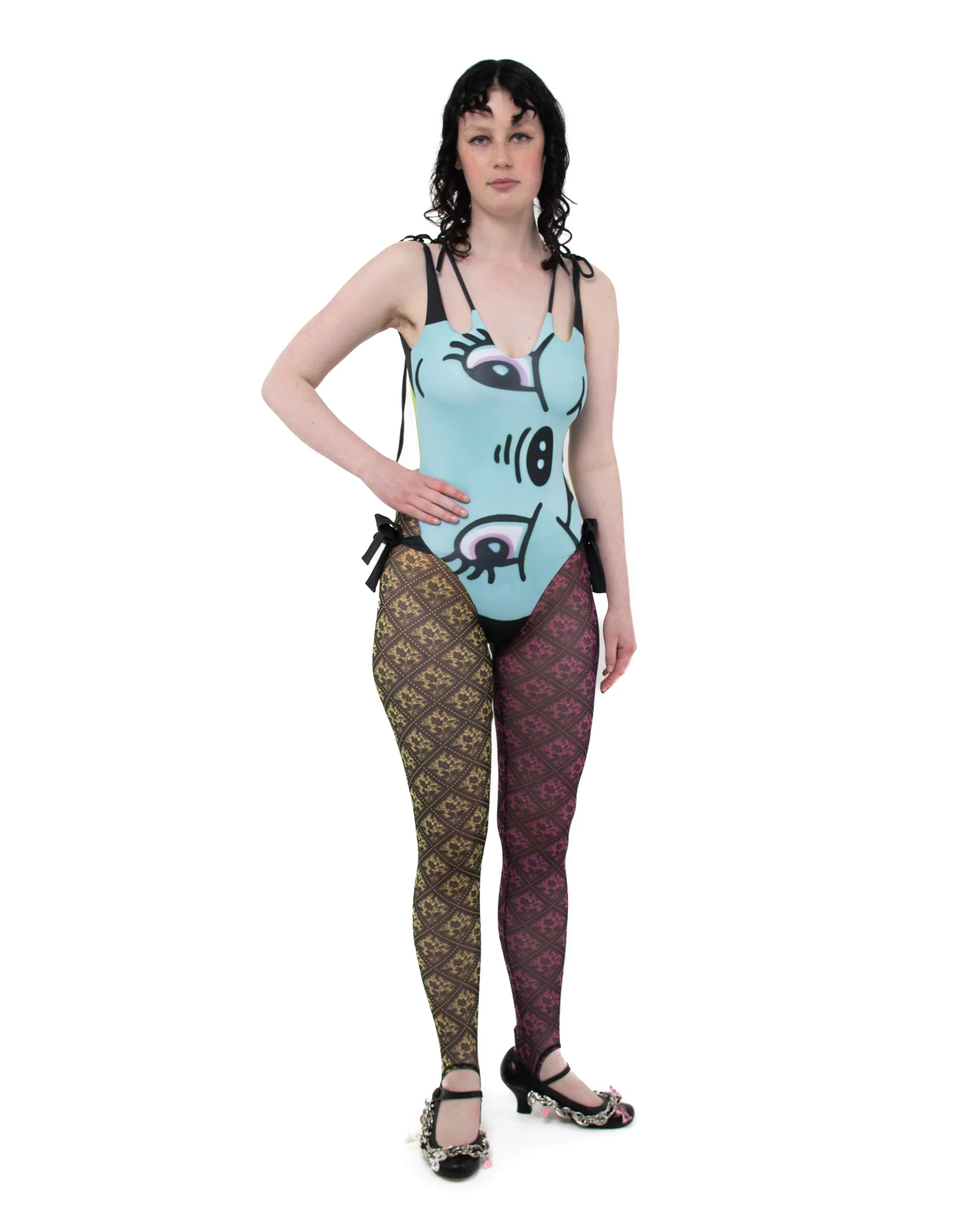 Dark Floral Mesh Leggings - Image 2