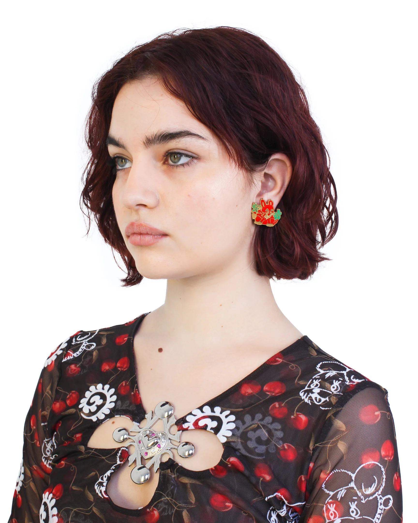 Enamel Bunny Earrings - Image 2
