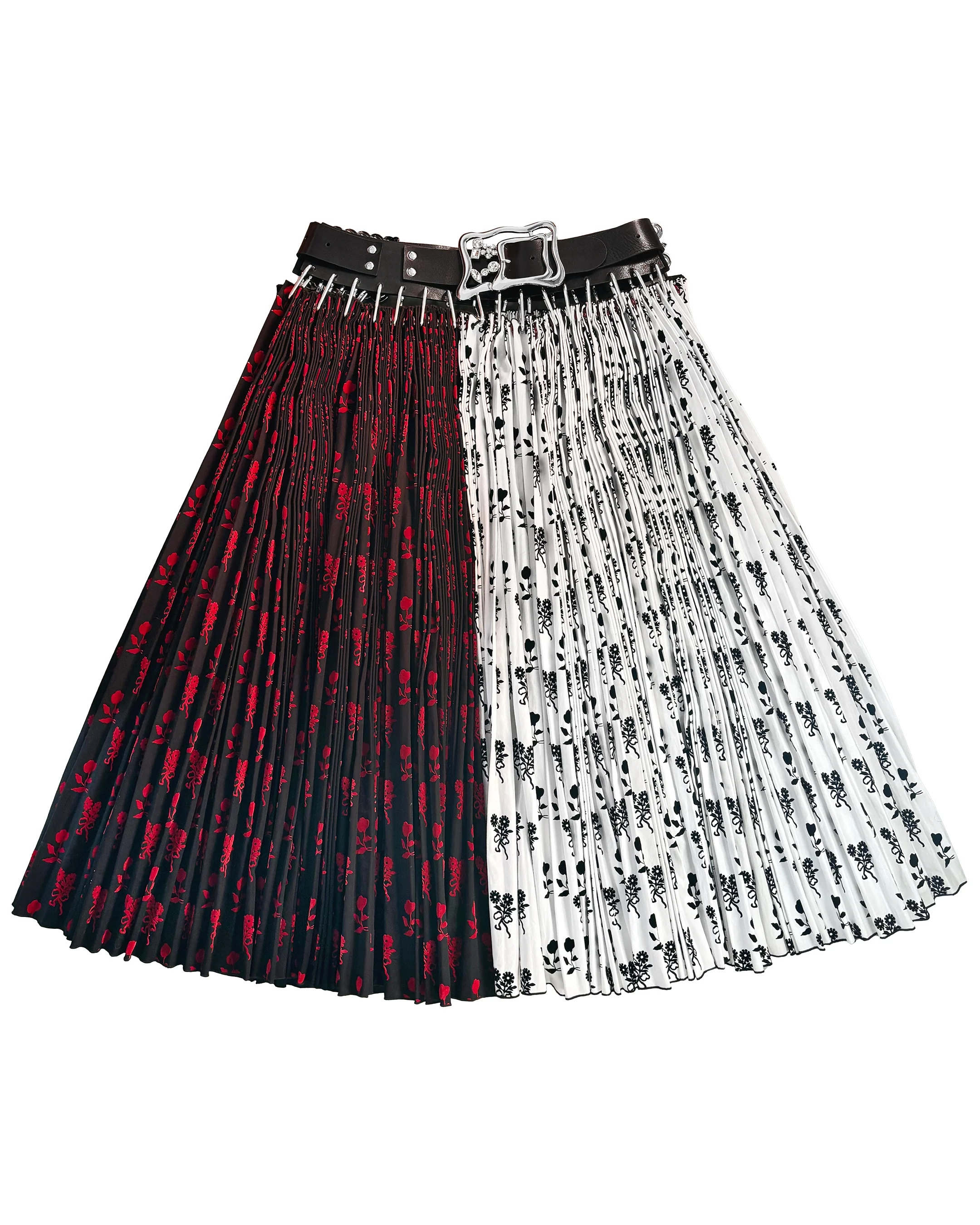 Exclusive Adjustable Belt Clam Midi Carabiner Skirt