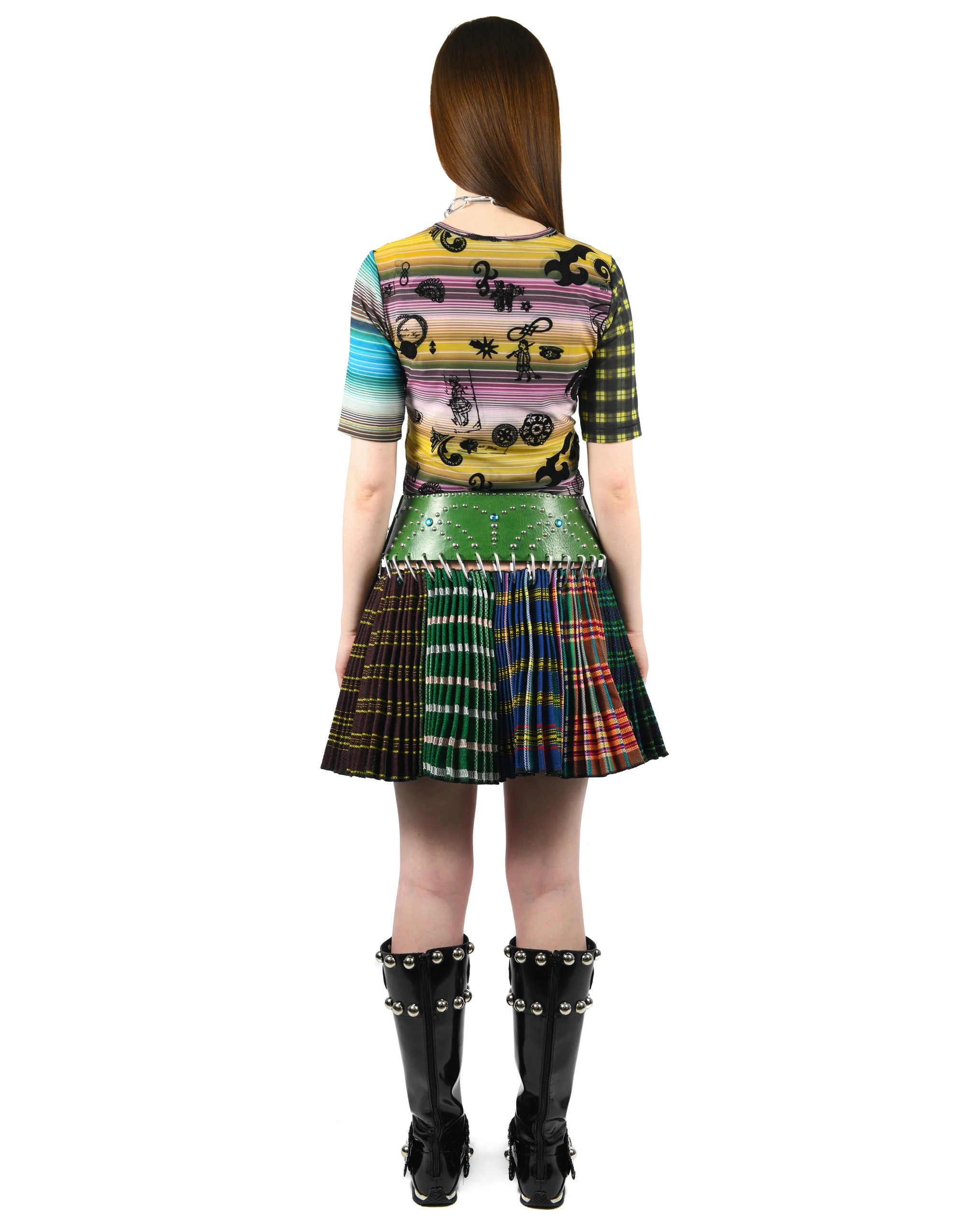 Exclusive Green Folkloric Mini Carabiner Skirt - Image 3