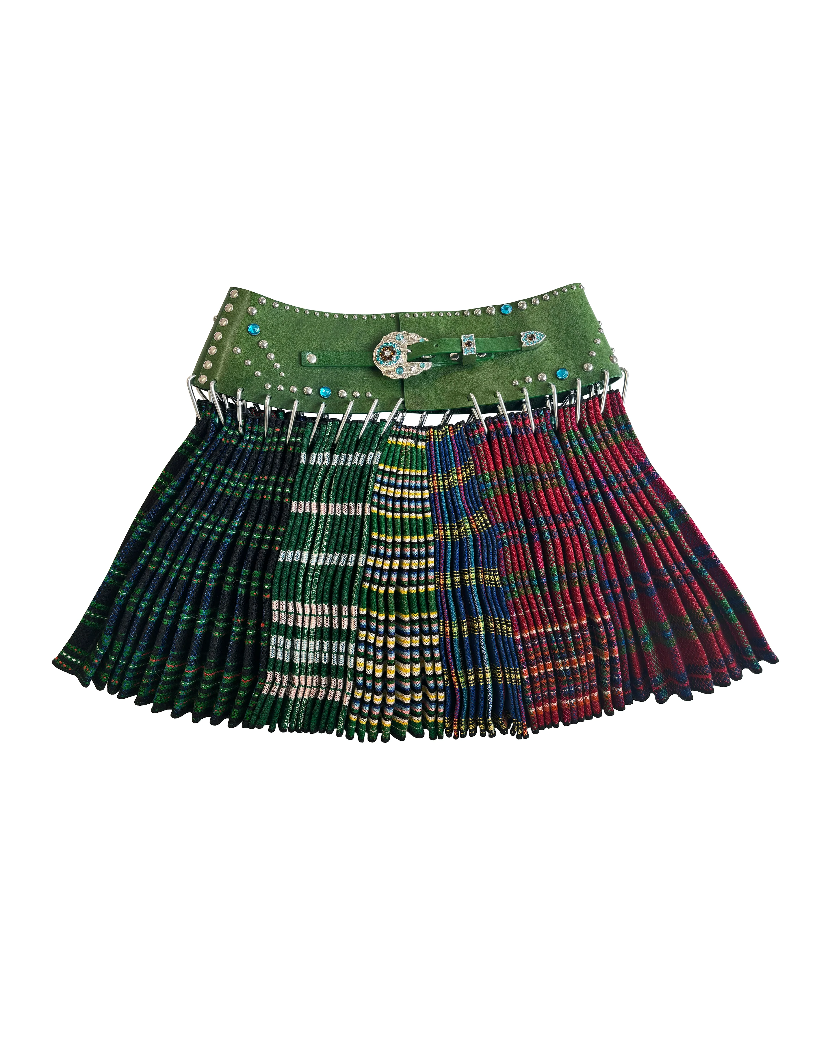 Exclusive Green Folkloric Mini Carabiner Skirt - Image 4