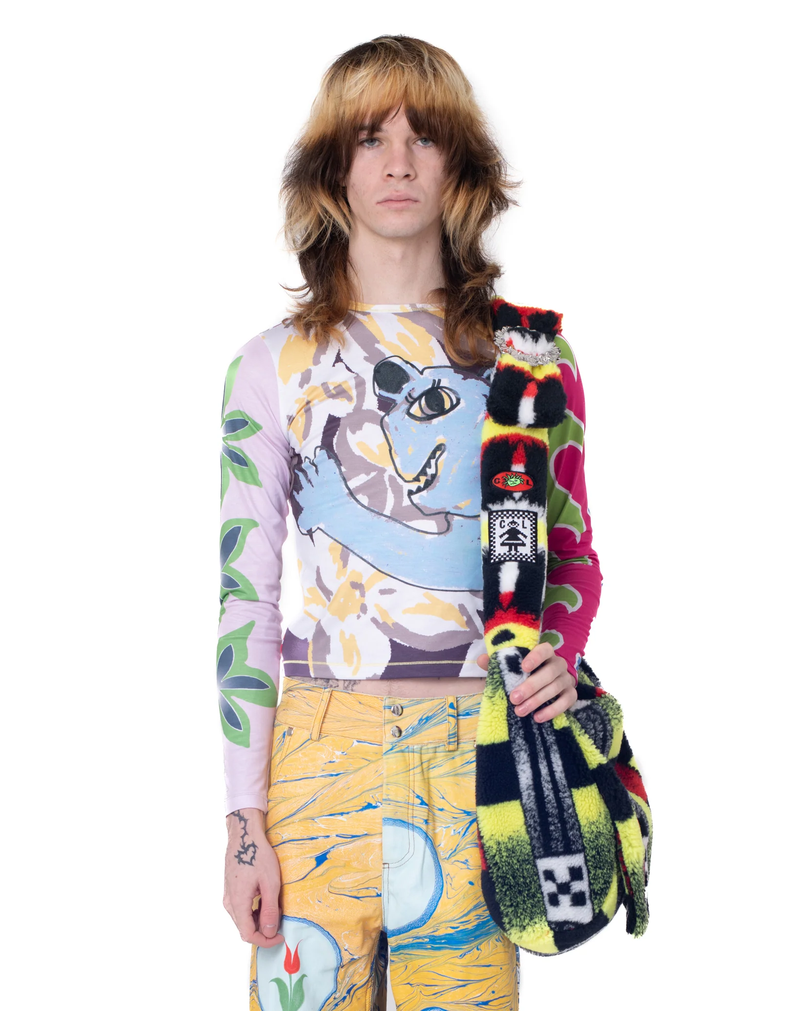 Yellow Printed Fleece Bag - Image 3