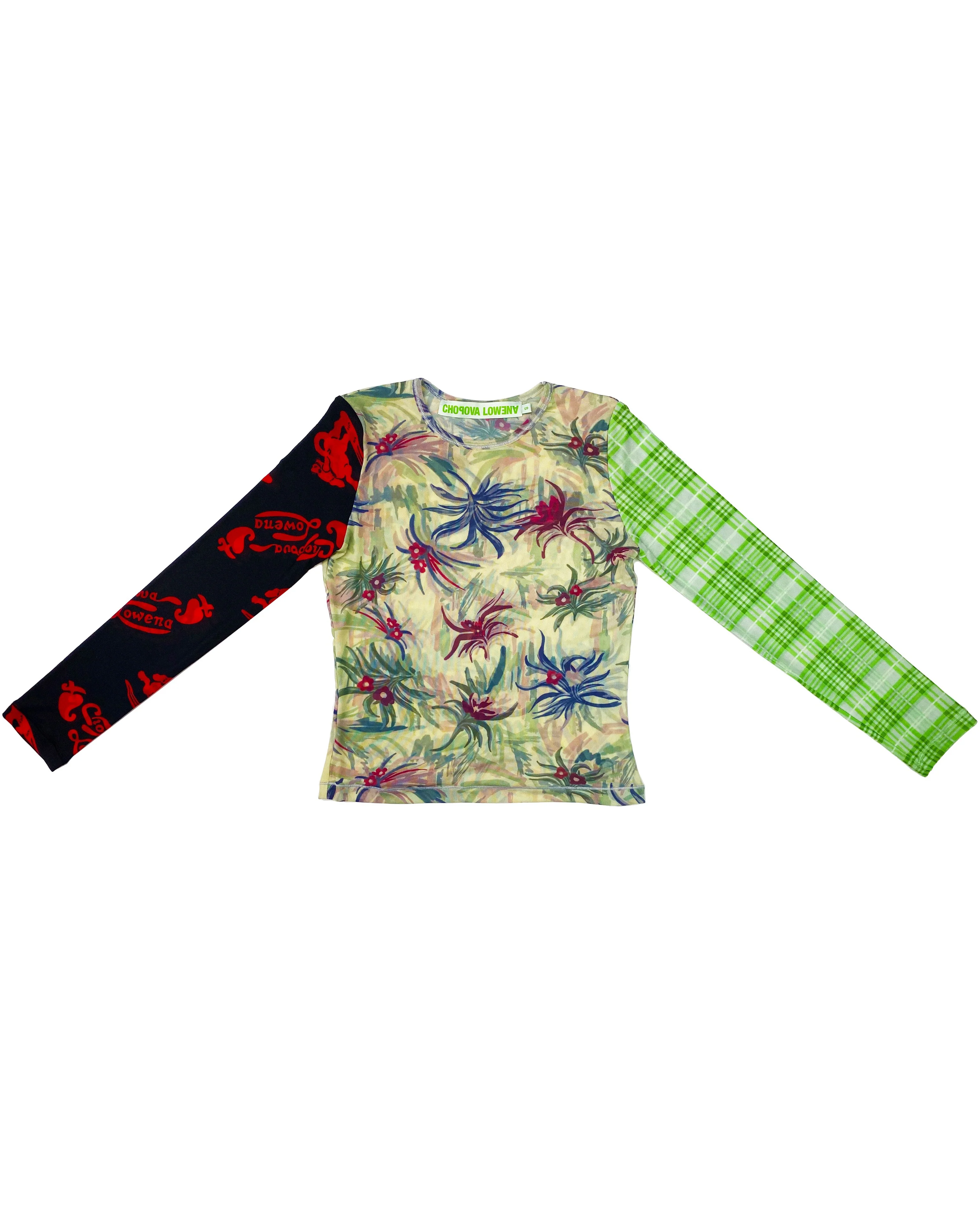 Floral Plaid Fitted Mesh Top - Image 4