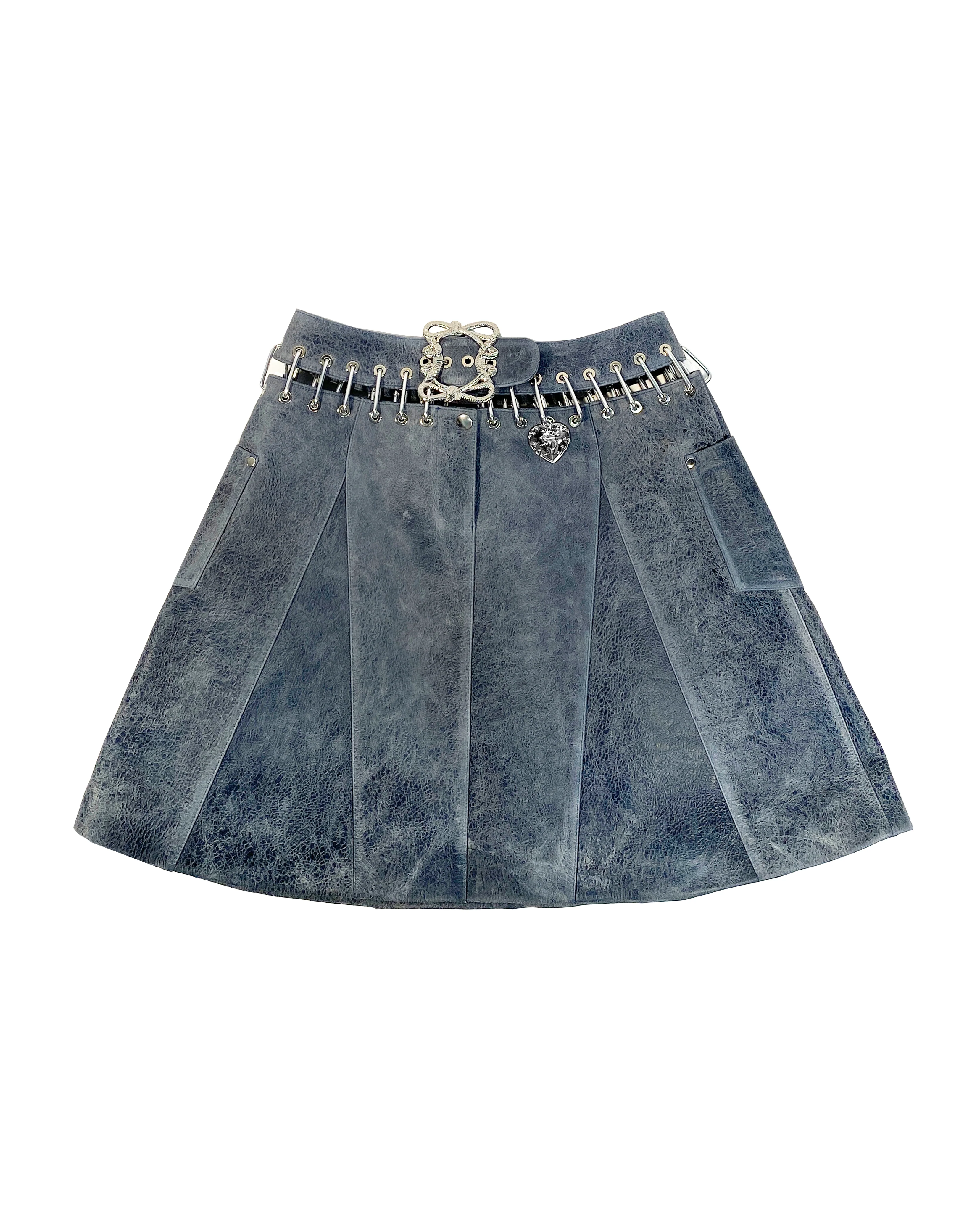 Frances Leather Knee Carabiner Skirt - Image 4