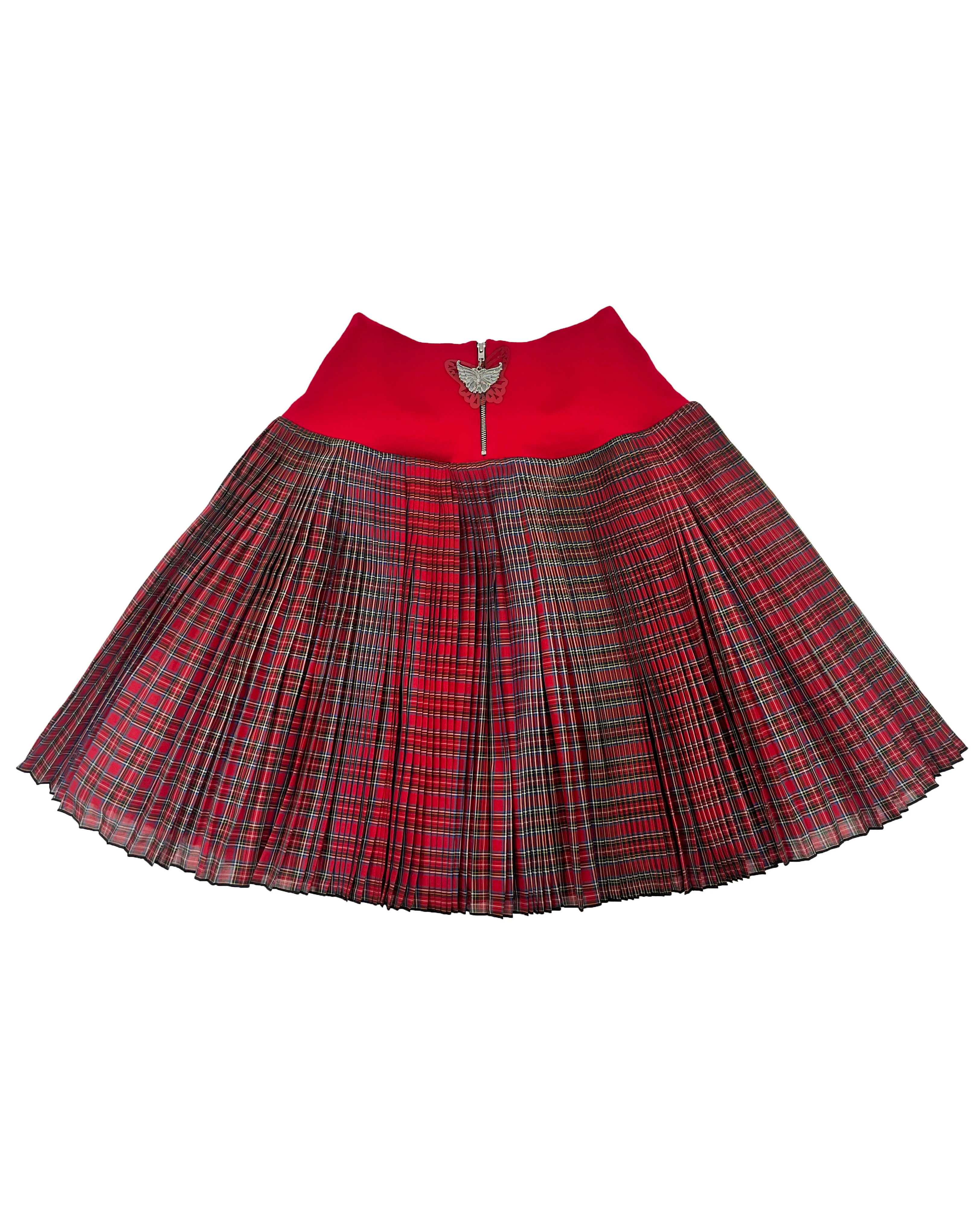 Fret Red Knitted Pleated Knee Skirt - Image 2
