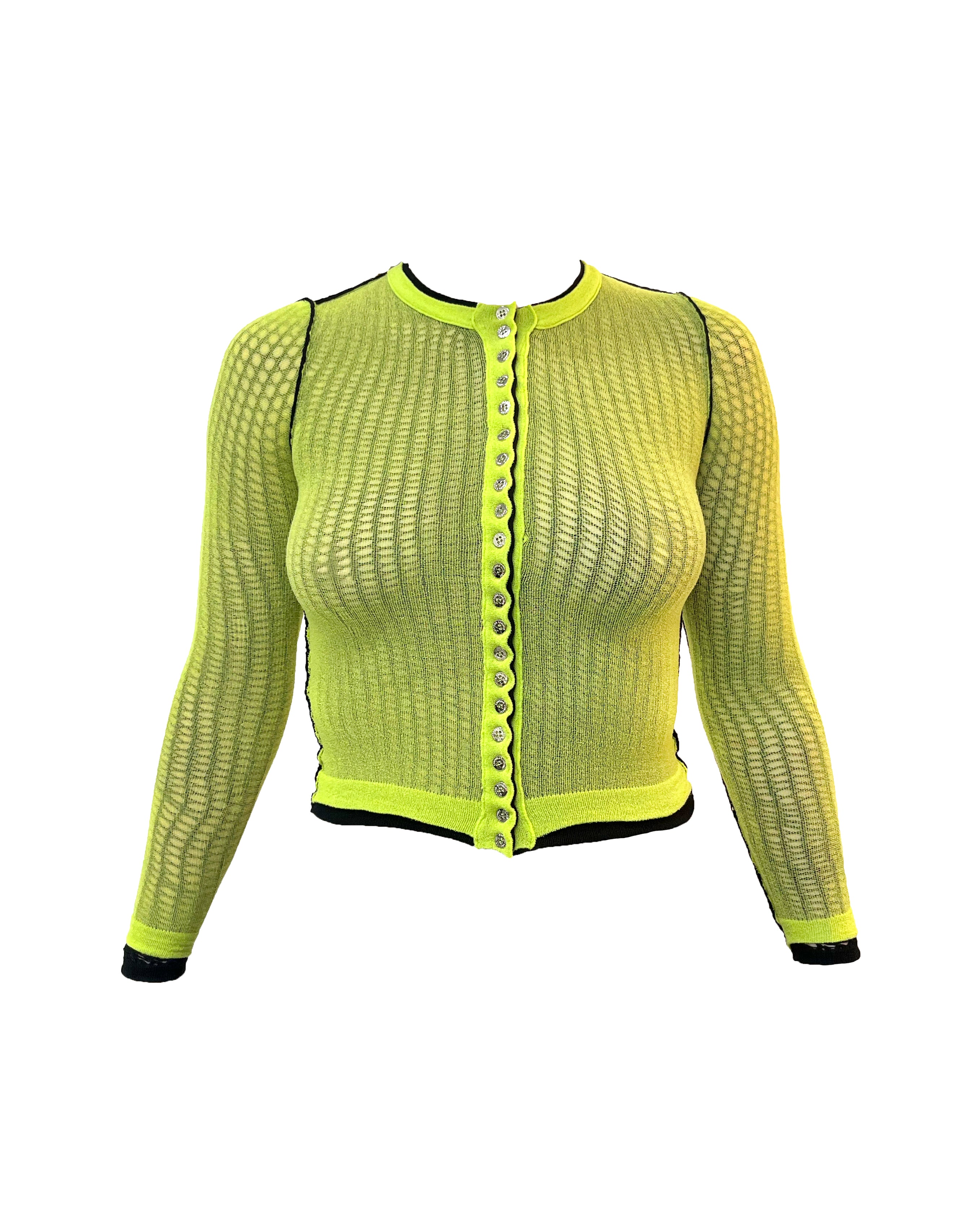 Green Fishnet Cardigan - Image 2