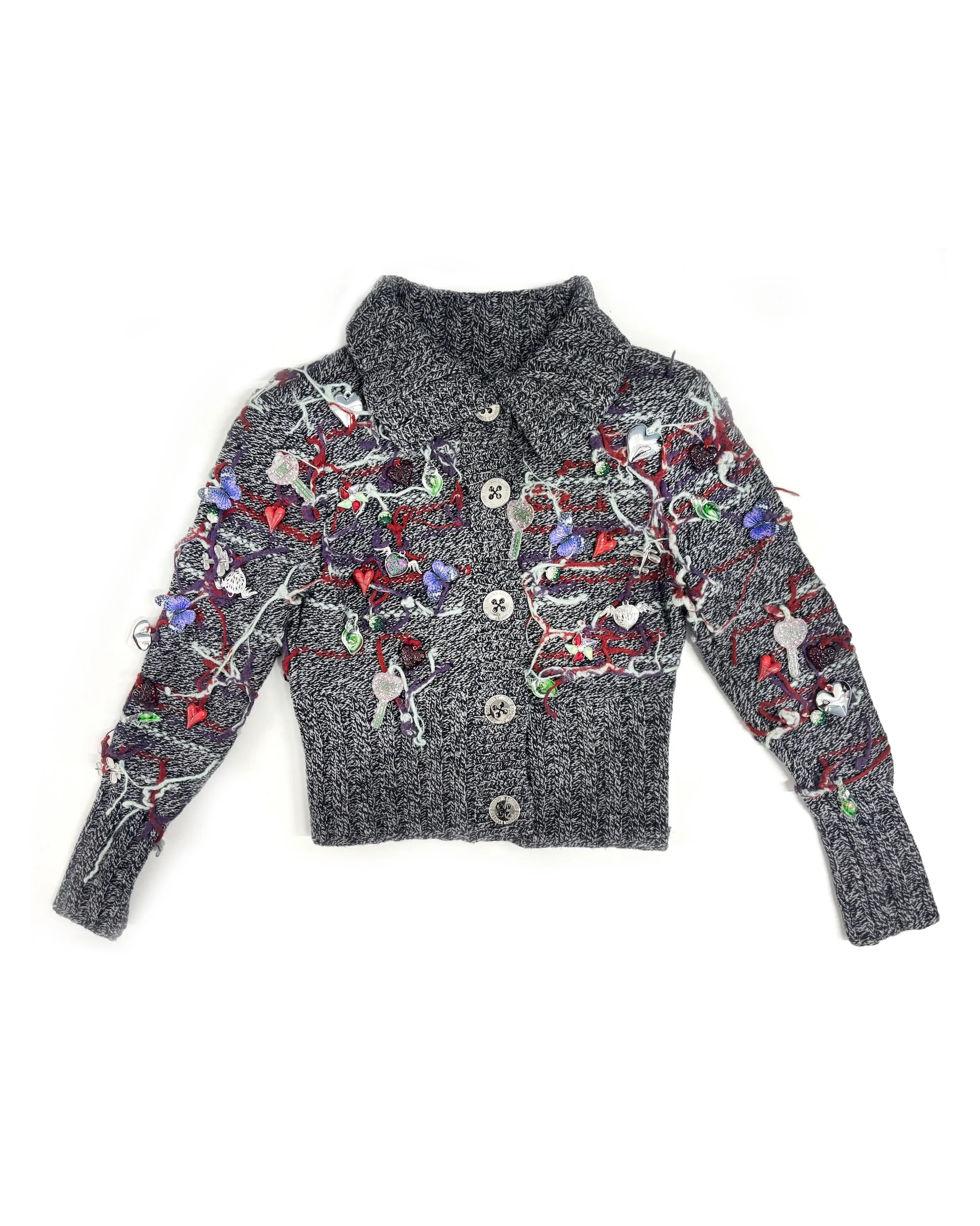 Grey Melange Washed Up Cardigan - Image 2
