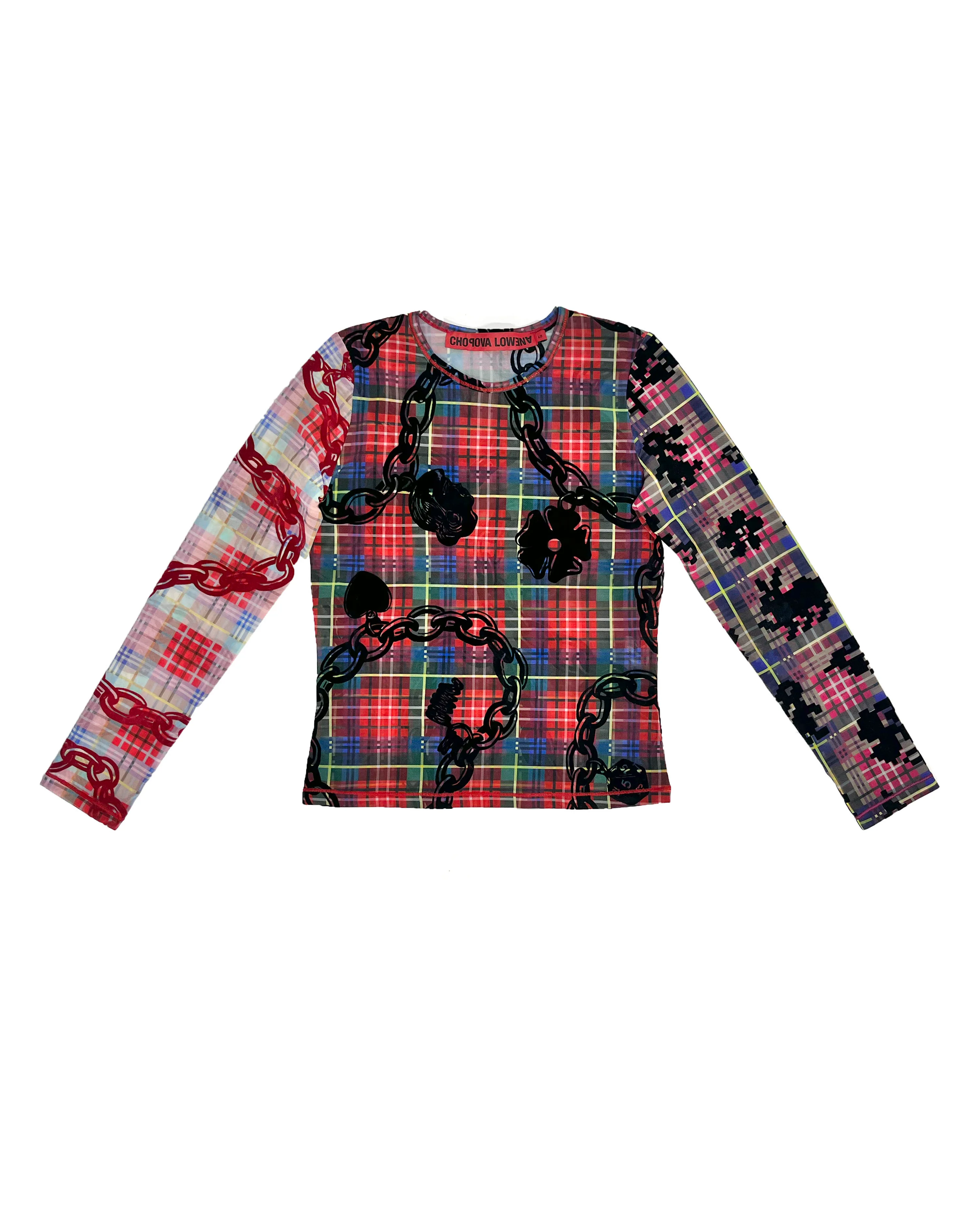 Lady Chain Flocked Mesh Top - Image 2