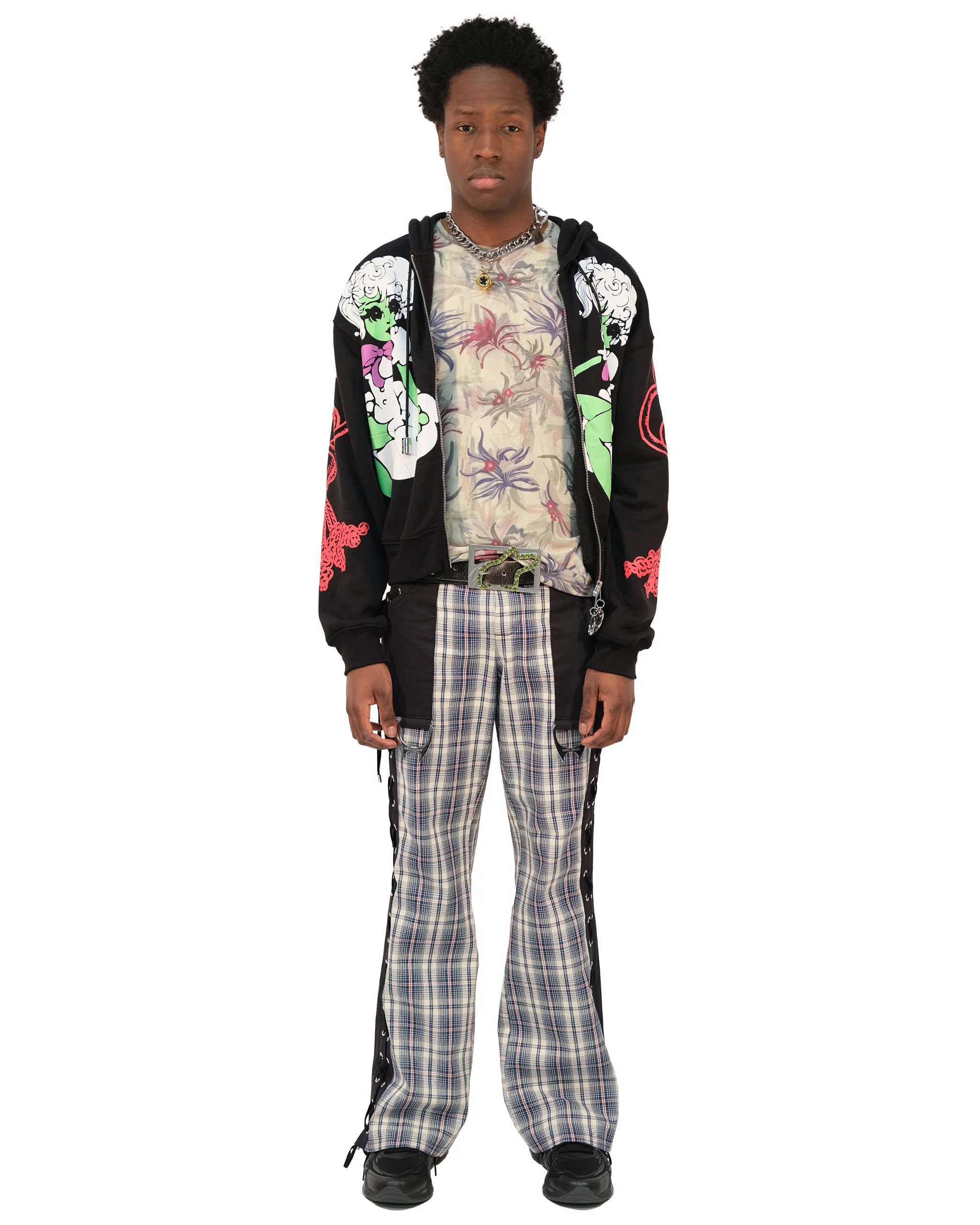 Men's Floral Plaid Fitted Mesh Top - Image 2