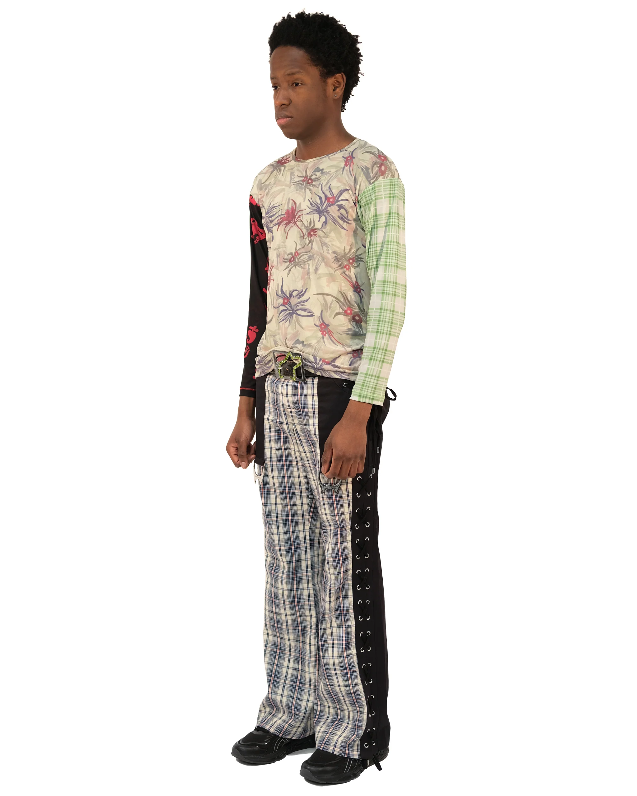 Men's Floral Plaid Fitted Mesh Top - Image 5