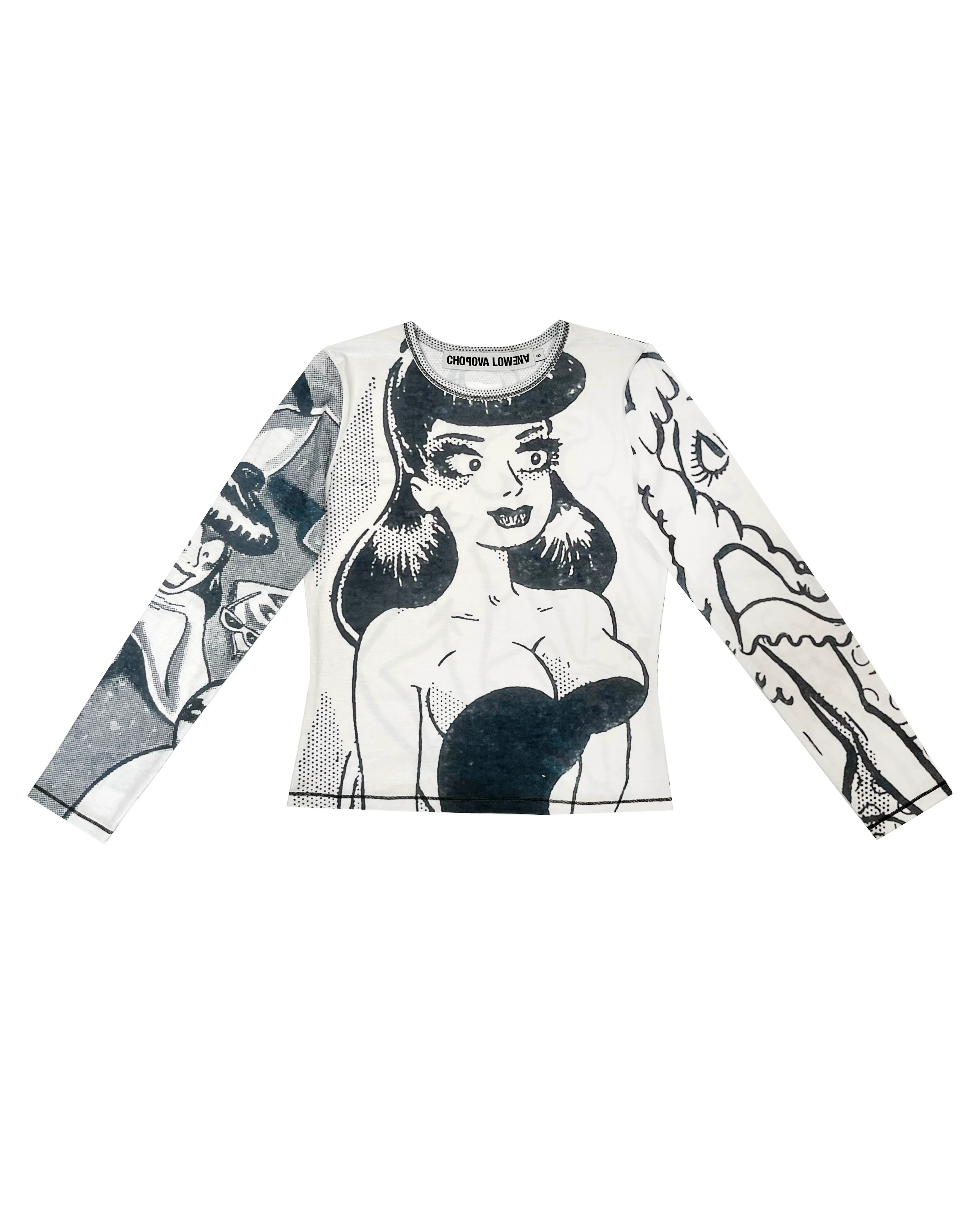 Newsprint Fitted Jersey Top - Image 2