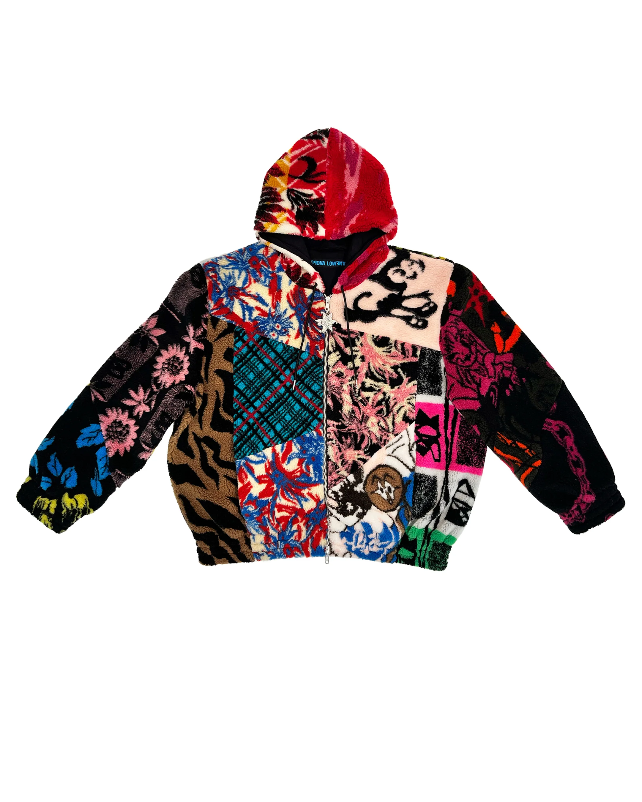 Patchwork Oversized Hooded Fleece