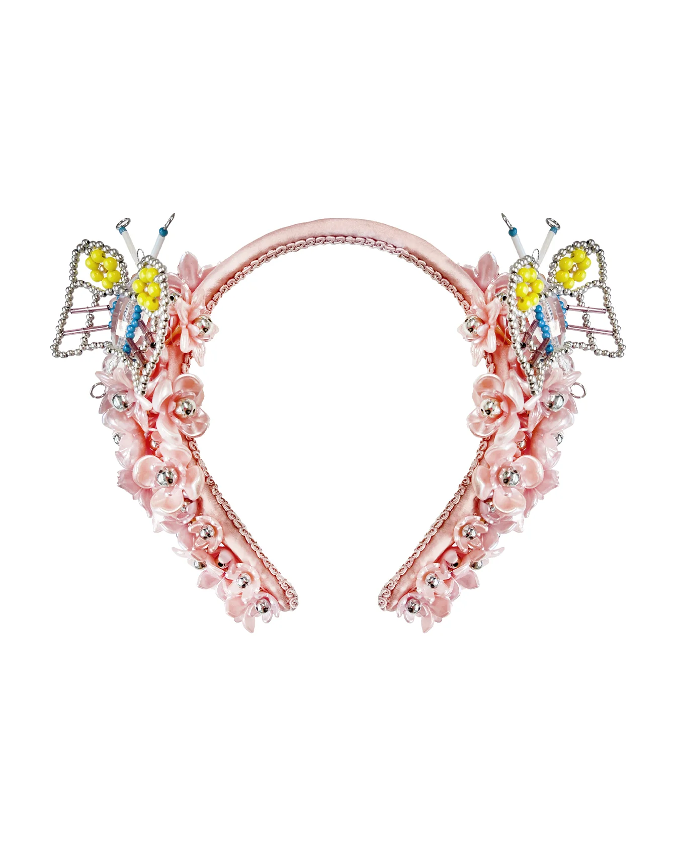 Pink Beaded Butterfly Headband