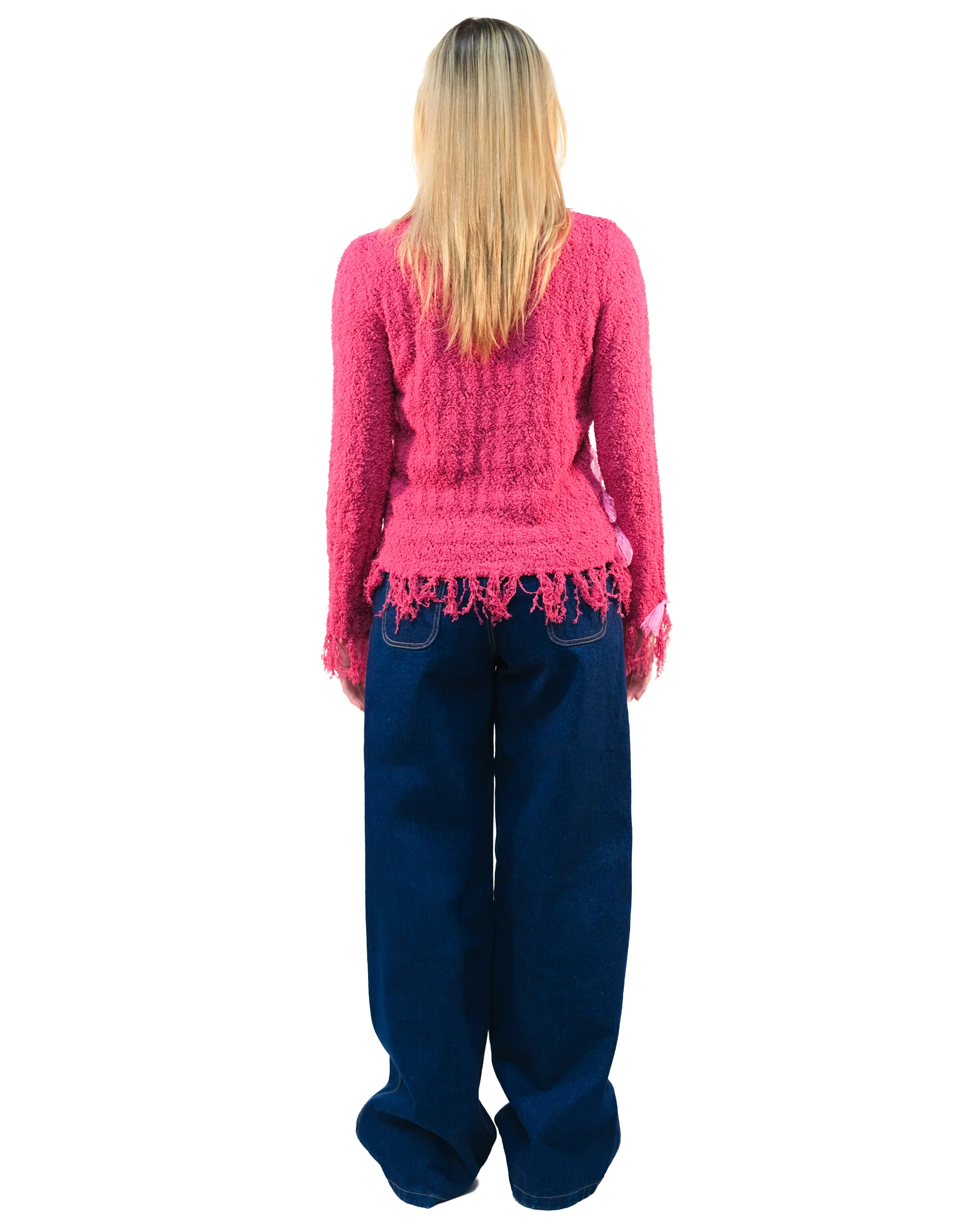 Pink Lace Bow Cardigan - Image 3