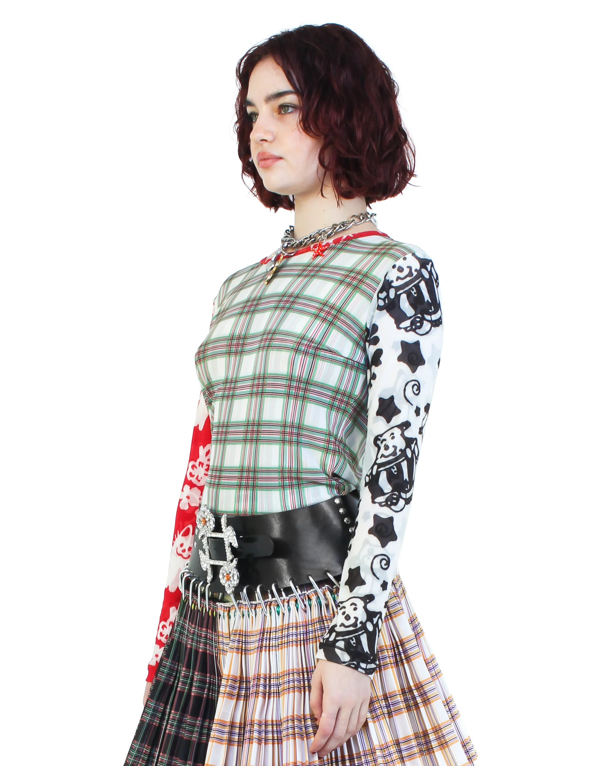 Plaid Palooza Fitted Mesh Top - Image 4