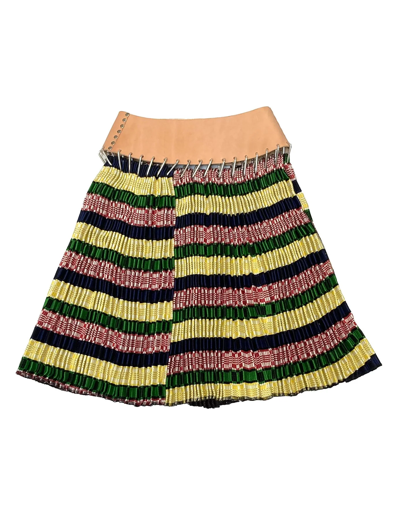 Pleated Stripe Skirt with Tan Belt - Image 2