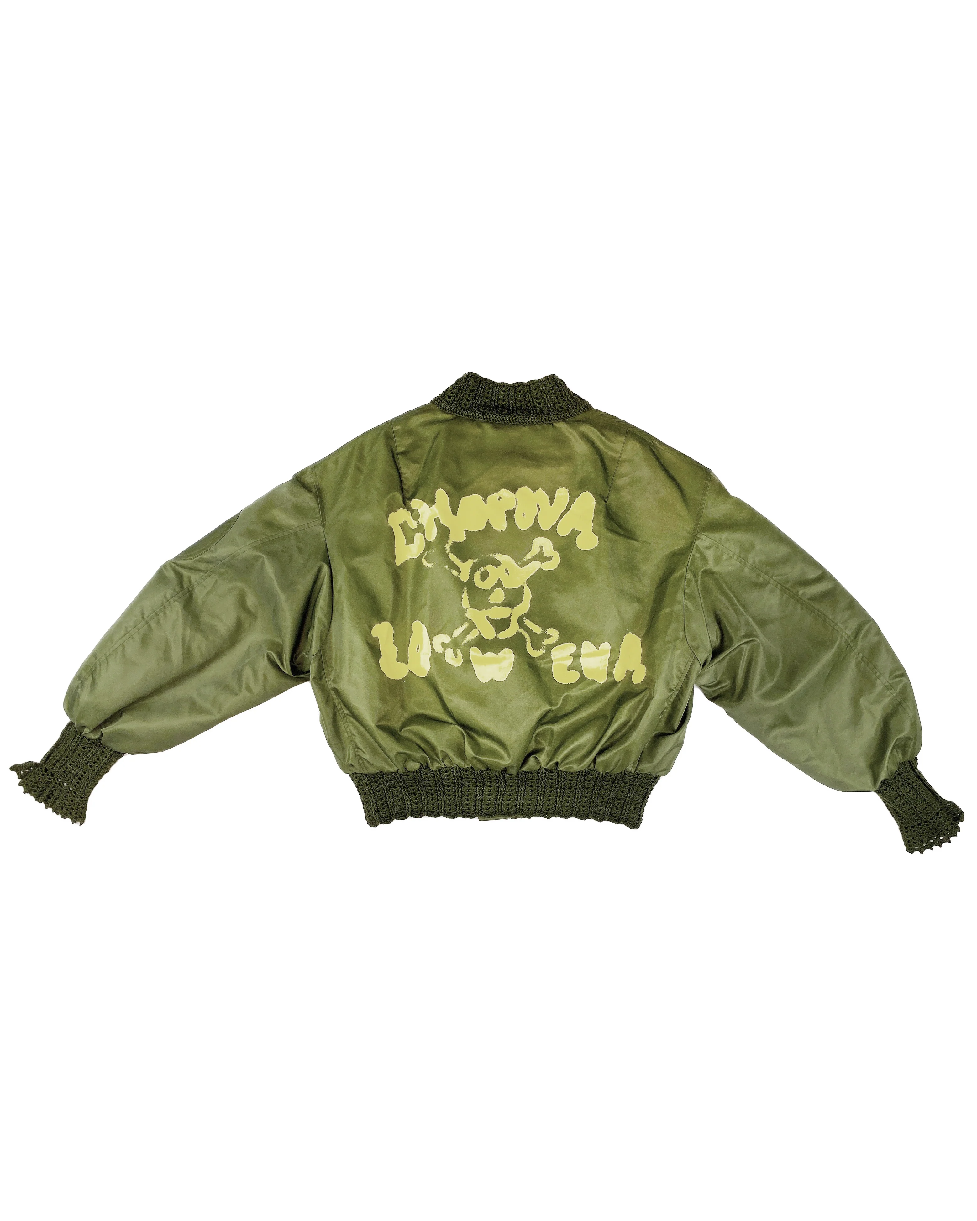 Slash Green Crochet Bomber Jacket - Image 5