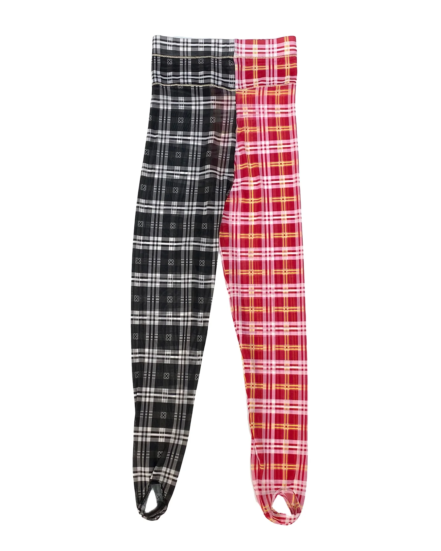 Split Tartan Mesh Leggings - Image 5