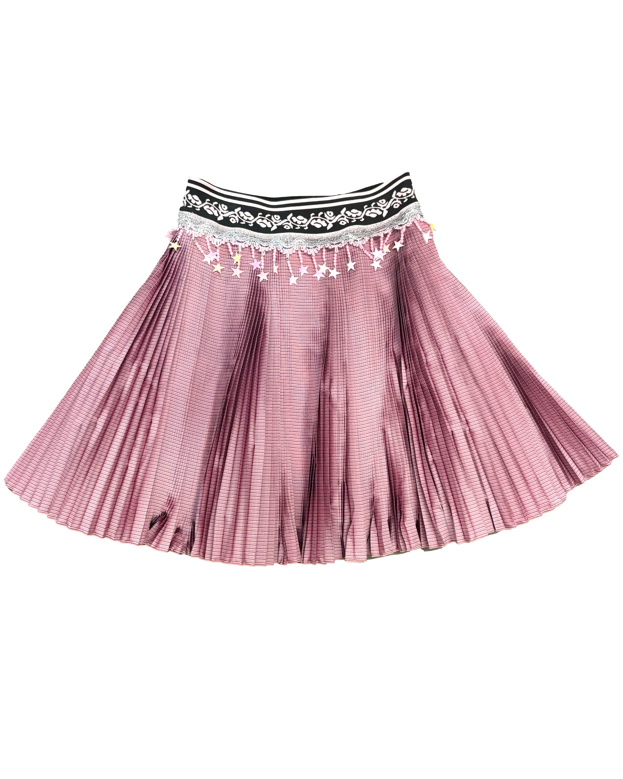 Stacey Pink Knitted Pleated Knee Skirt - Image 4