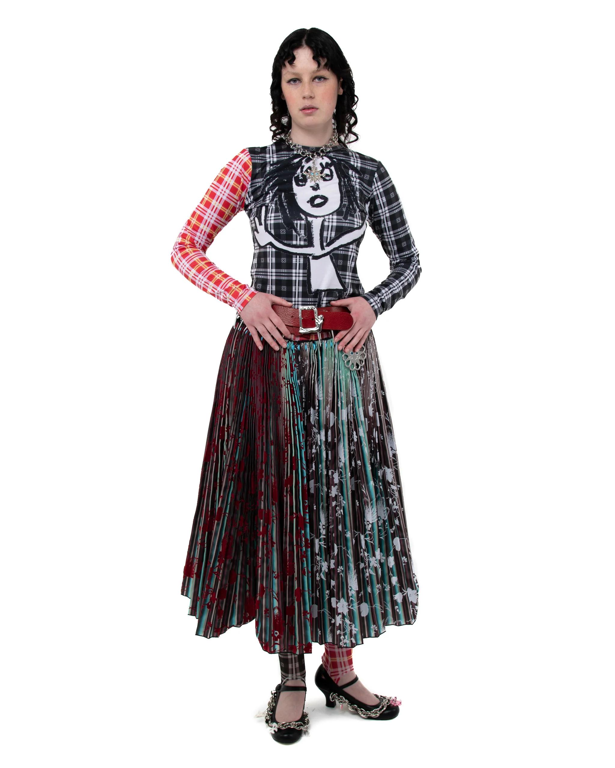 Tartan Girl Fitted Jersey Top - Image 2