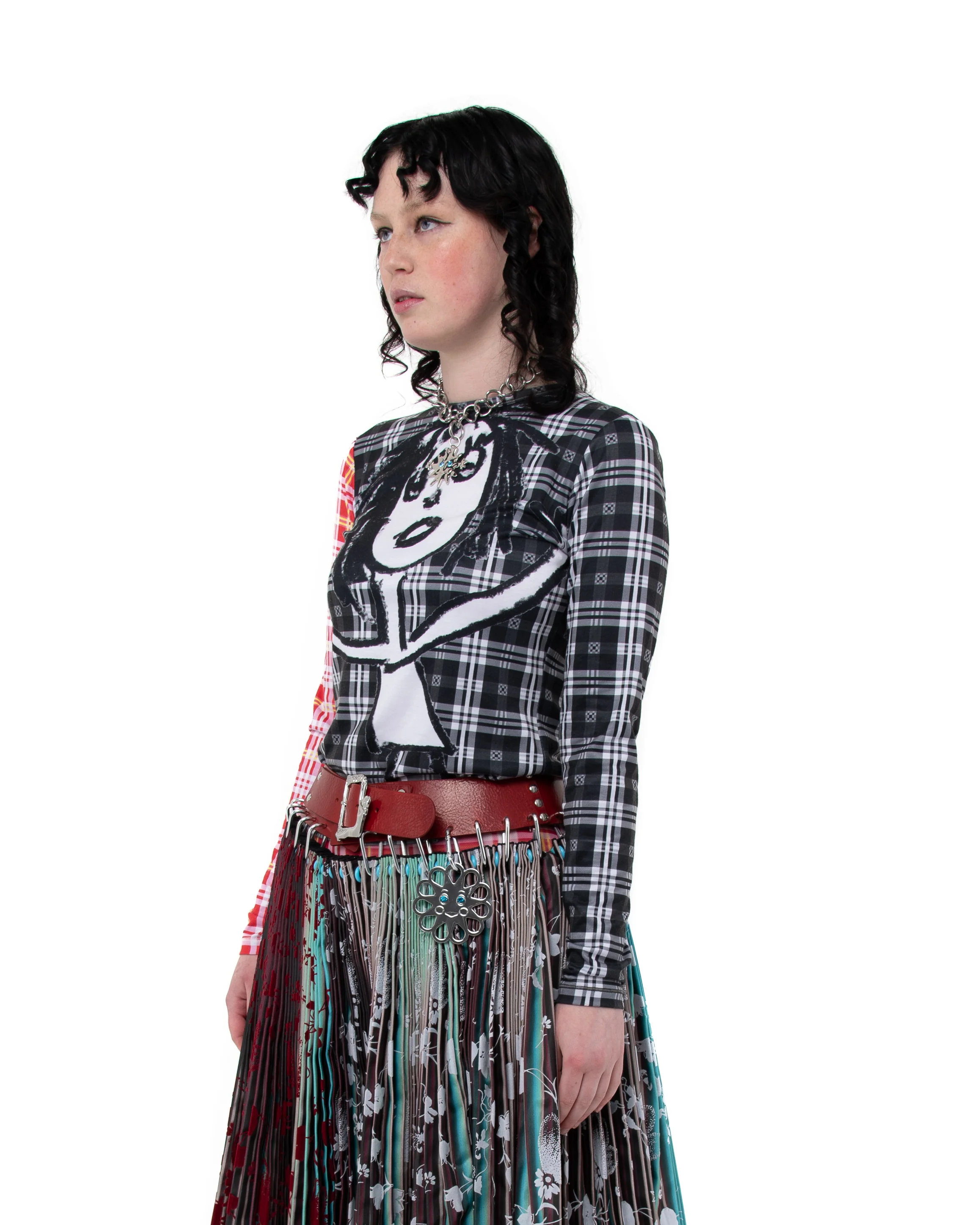 Tartan Girl Fitted Jersey Top - Image 4
