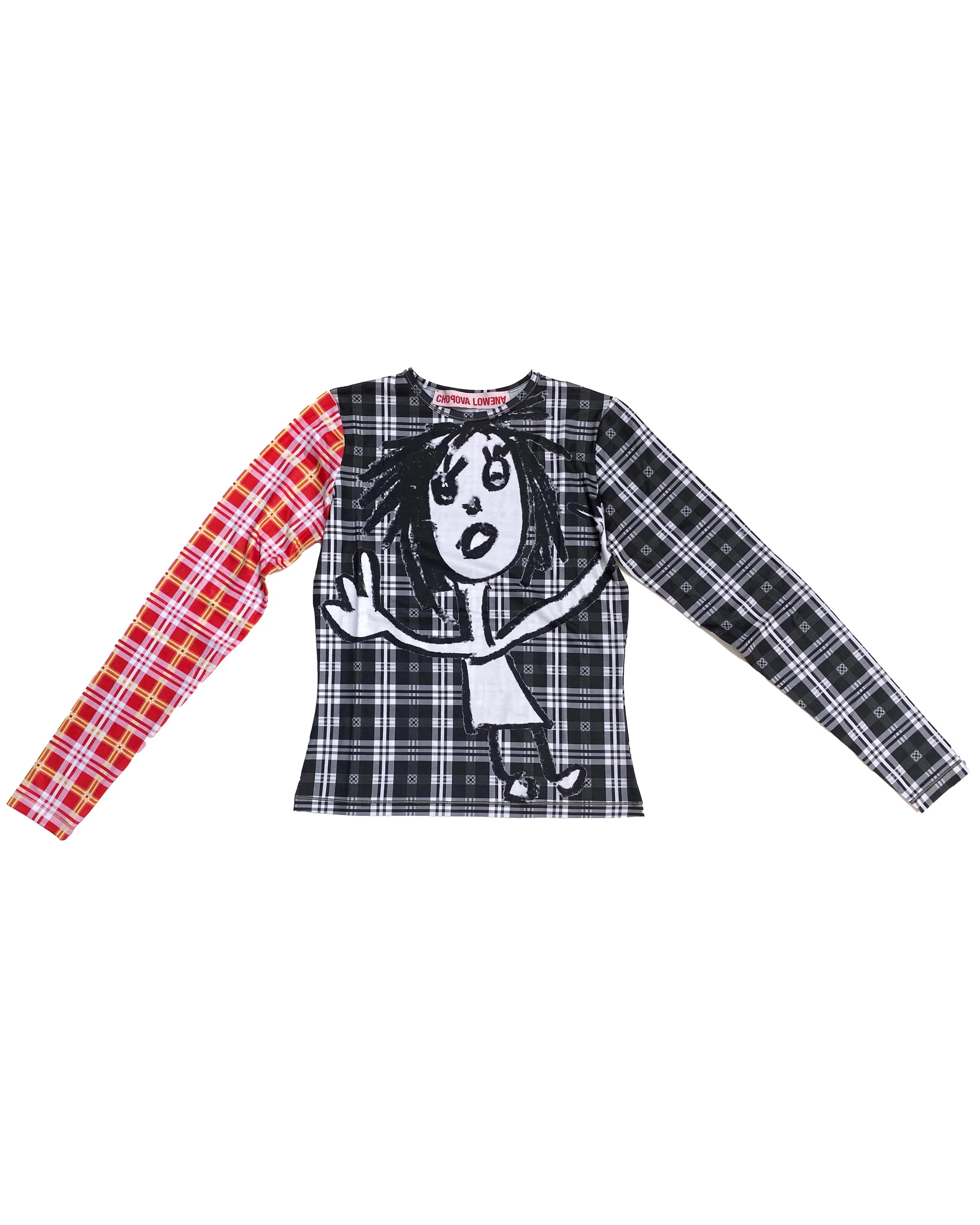 Tartan Girl Fitted Jersey Top - Image 5