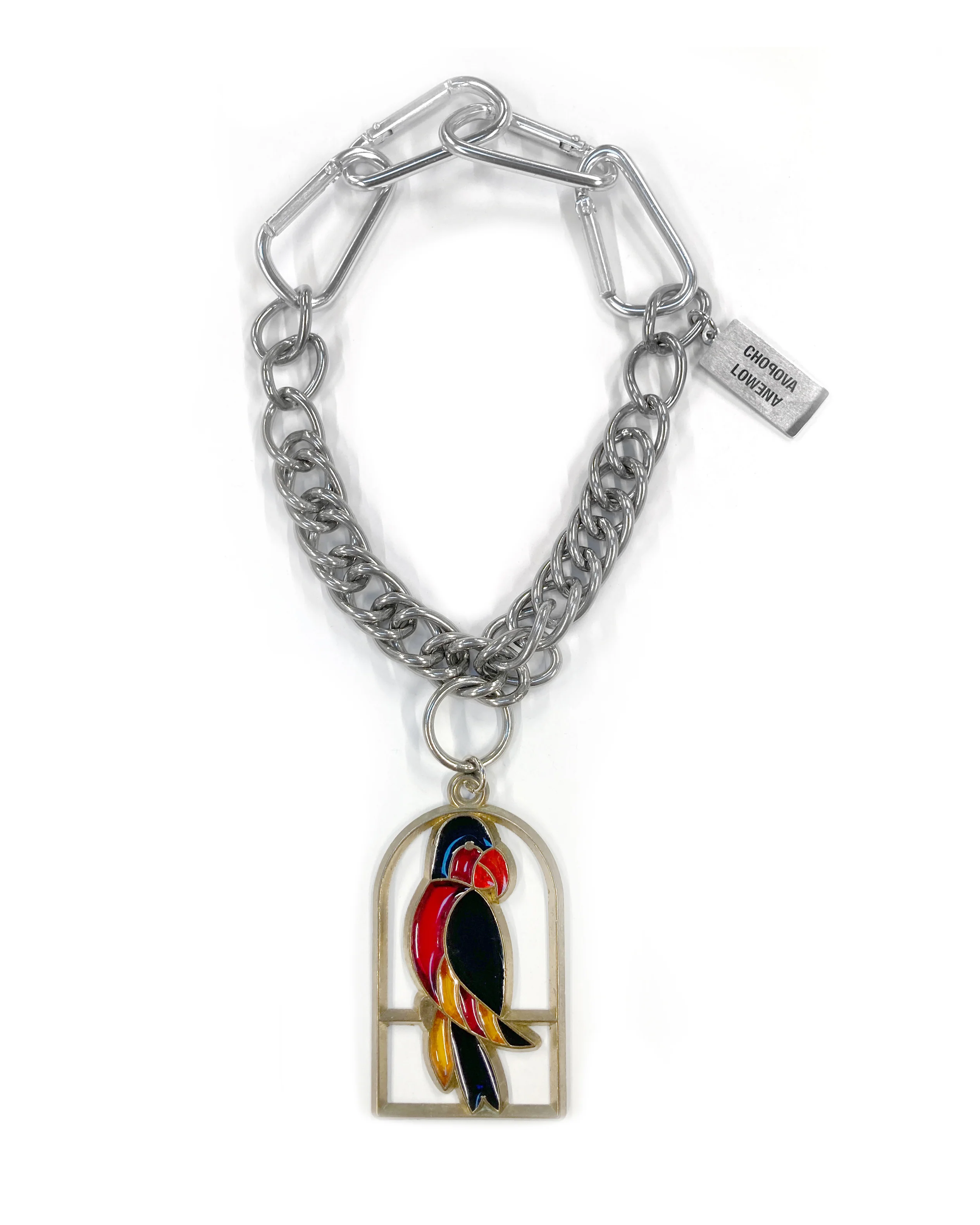 Vintage Stain Glass Bird Charm Necklace
