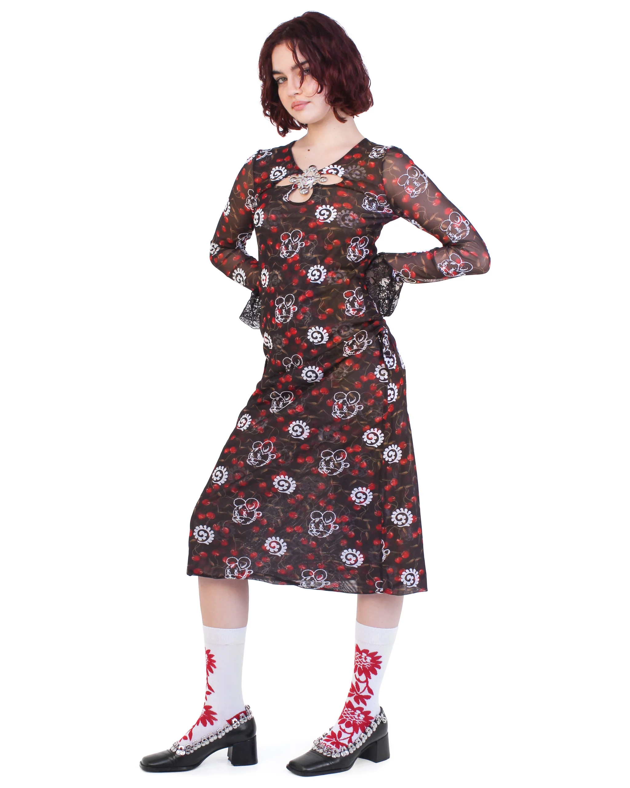 Windsucker Cherry Dress - Image 2