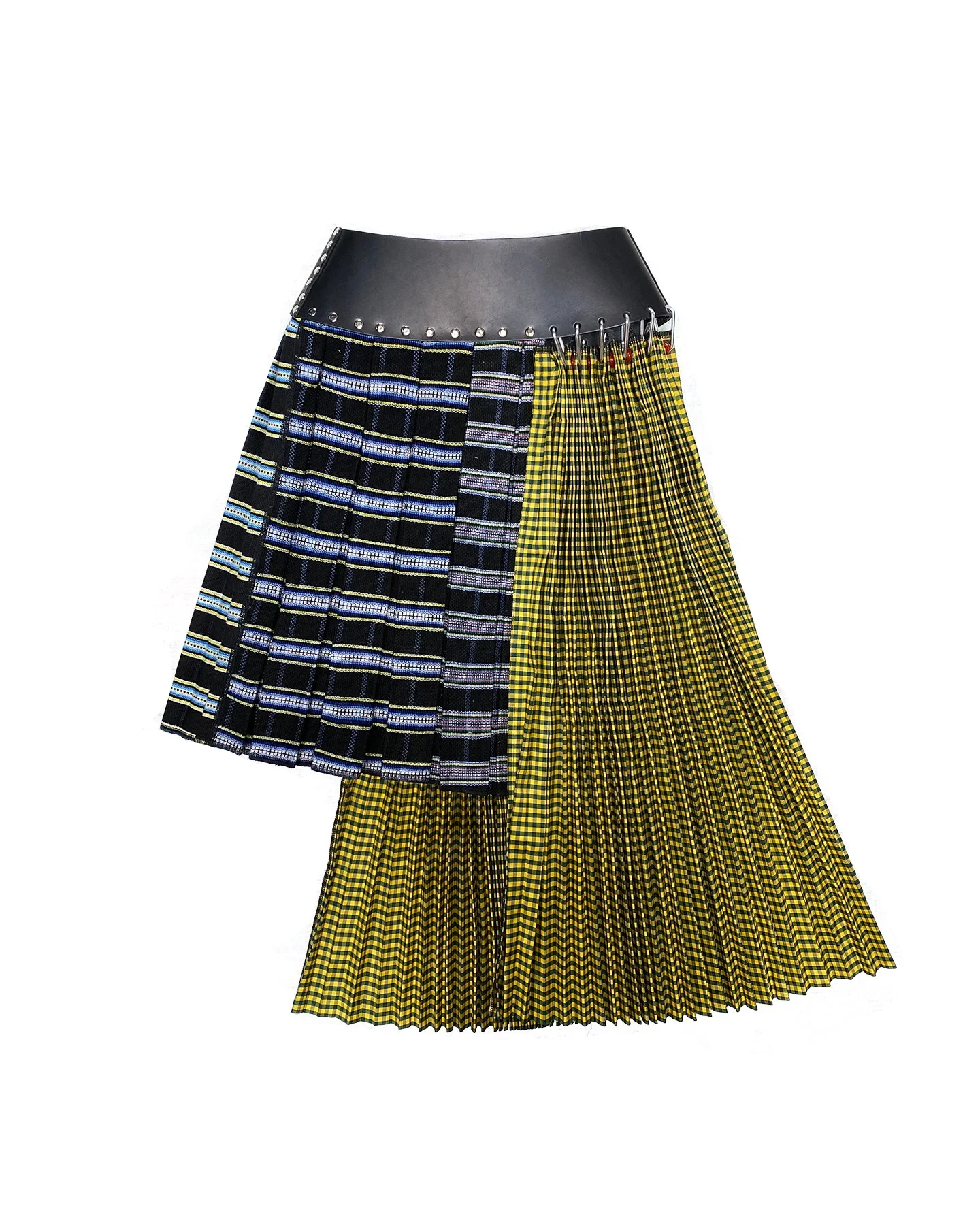 Yellow Plaid Half and Half Midi Skirt - Image 2